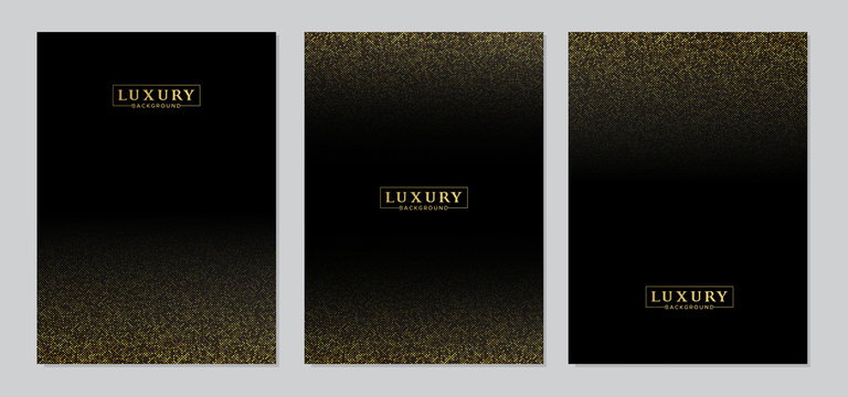Set of Luxury Gold Dot Abstract with Black Background. Template for websites, brochures, posters.