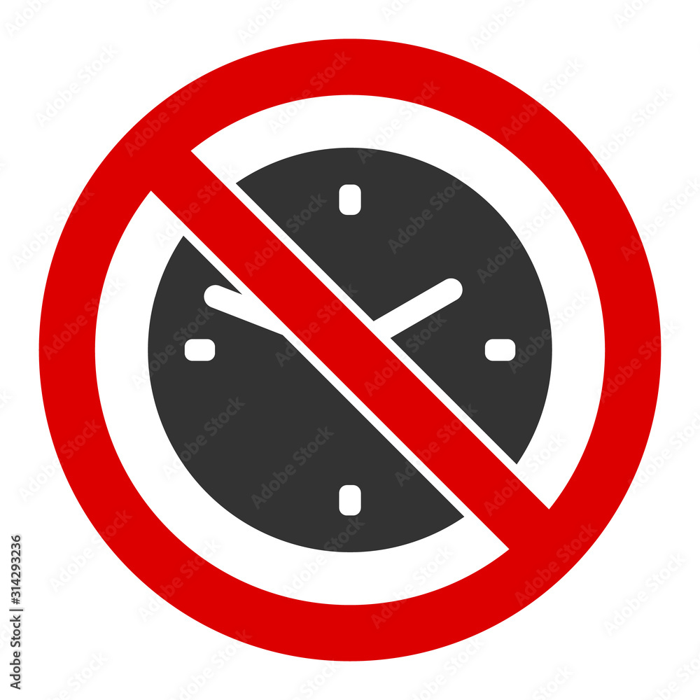 Poster no clock vector icon. flat no clock pictogram is isolated on a white background.