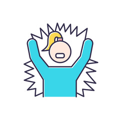 Emotional outburst color icon. Outrage and tantrum. Aggressive person. Angry woman. Shouting and yelling. Irritated girl. Intense emotion. Distress, temper issue. Isolated vector illustration