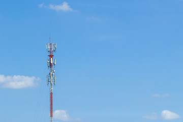 The peak of the mobile phone network signal tower.