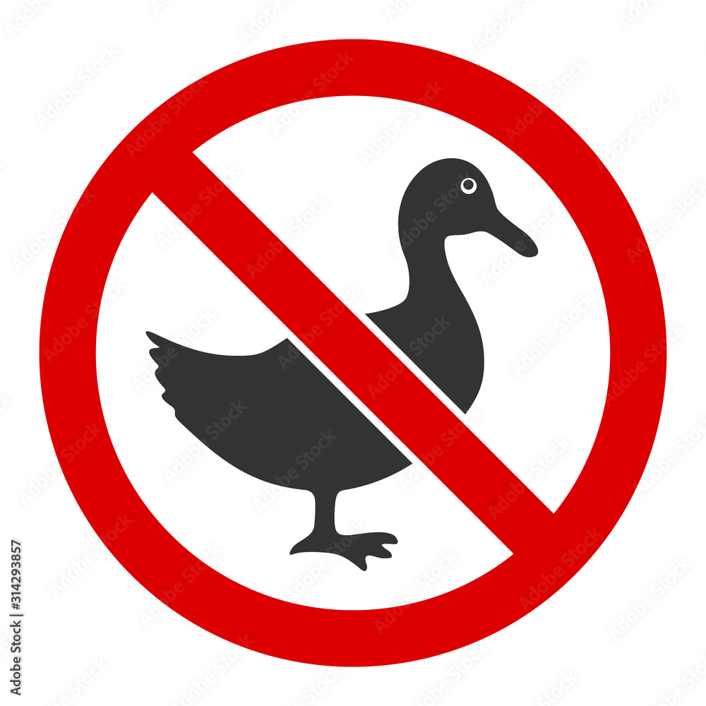 Aufkleber no duck vector icon. flat no duck symbol is isolated on a white background.