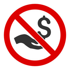 No donations vector icon. Flat No donations symbol is isolated on a white background.