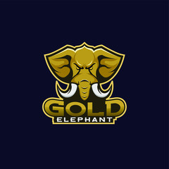 gold elephant head logo sport design