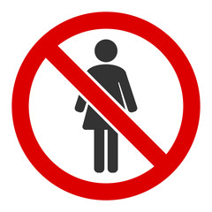 No female vector icon. Flat No female pictogram is isolated on a white background.