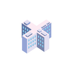Isolated isometric white city building vector design