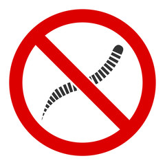 No helminth worms vector icon. Flat No helminth worms symbol is isolated on a white background.