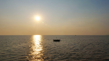 Beautiful sunset landscape view of Tonle Sap lake in Siem Reap, Cambodia.
