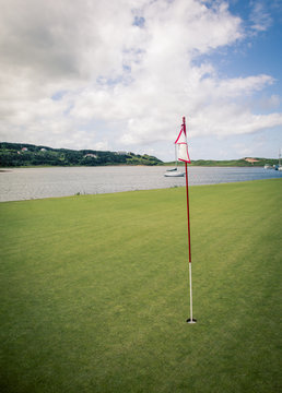 Golf Flag On Green In Cape Breton