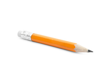 Small graphite pencil with eraser isolated on white