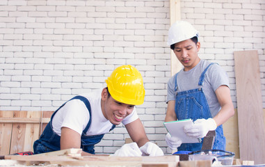 Carpenterss is making wooden furnitures