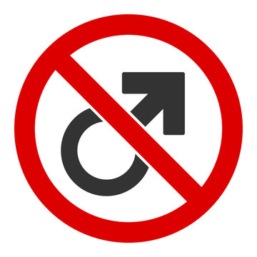 No male symbol vector icon. Flat No male symbol pictogram is isolated on a white background.