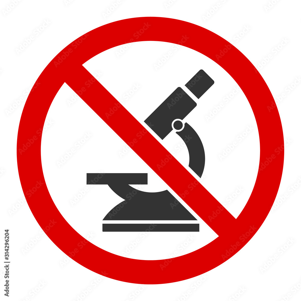 Poster no microscope vector icon. flat no microscope pictogram is isolated on a white background.