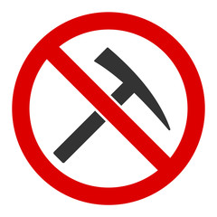 No mining tools vector icon. Flat No mining tools pictogram is isolated on a white background.