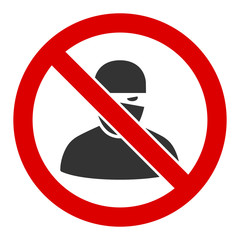 No ninja vector icon. Flat No ninja pictogram is isolated on a white background.