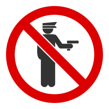 No police gun vector icon. Flat No police gun symbol is isolated on a white background.