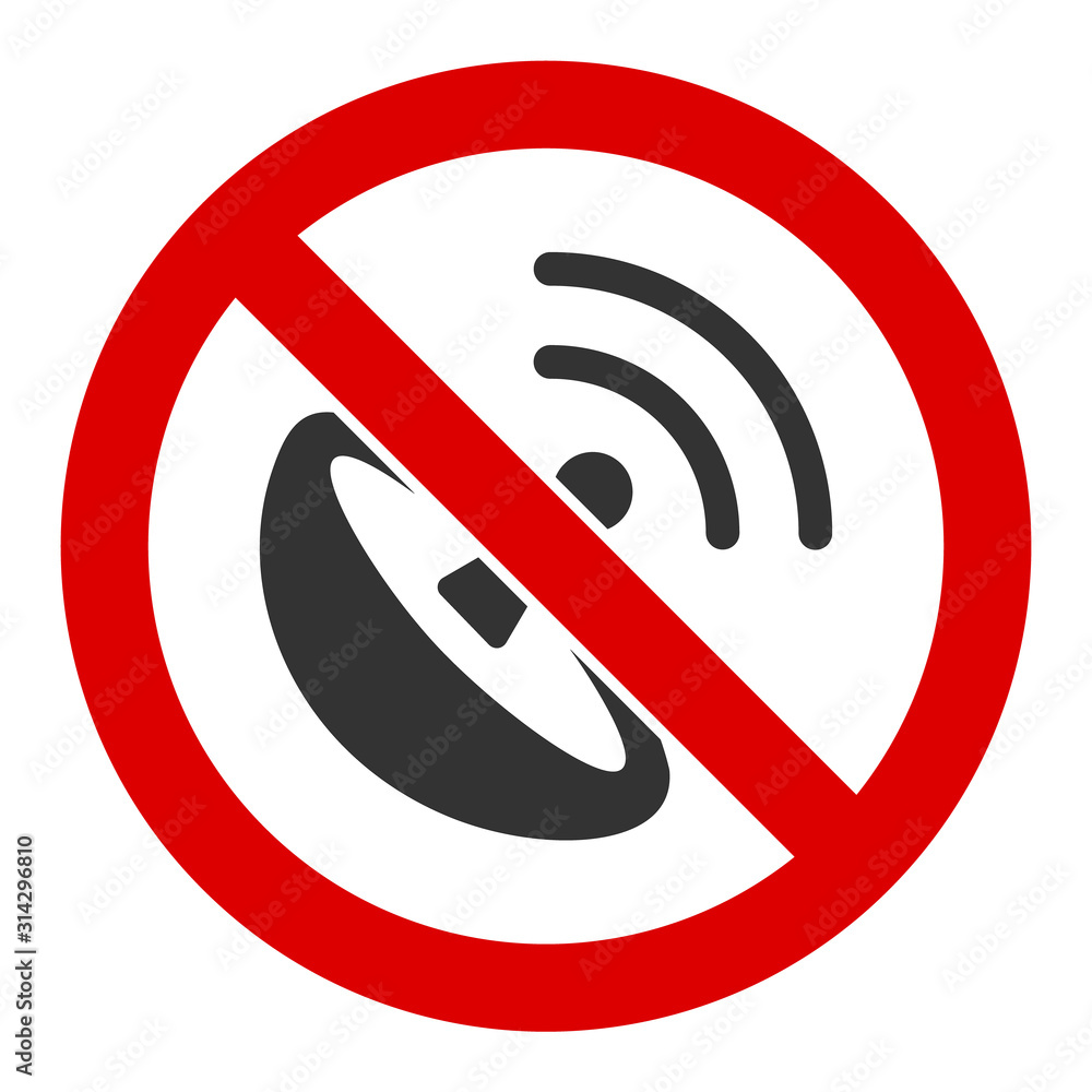 Aufkleber no radio transmitter vector icon. flat no radio transmitter symbol is isolated on a white background