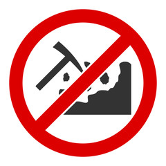 No rock mining vector icon. Flat No rock mining pictogram is isolated on a white background.