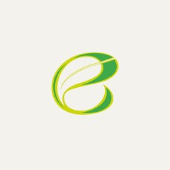 leaf  icon concept of a stylized with letter E