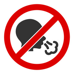 No sneeze vector icon. Flat No sneeze symbol is isolated on a white background.