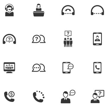 Customer support icon set - Grey Version
