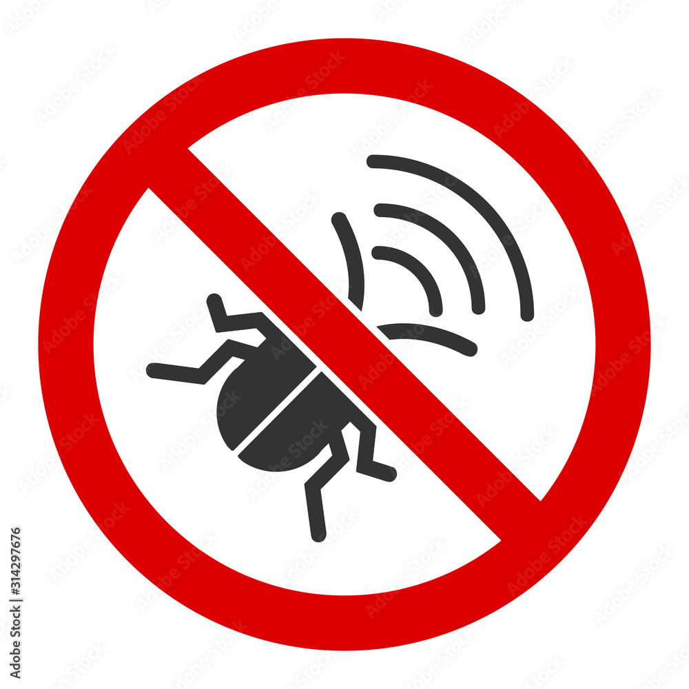 Poster no spy bug vector icon. flat no spy bug pictogram is isolated on a white background.