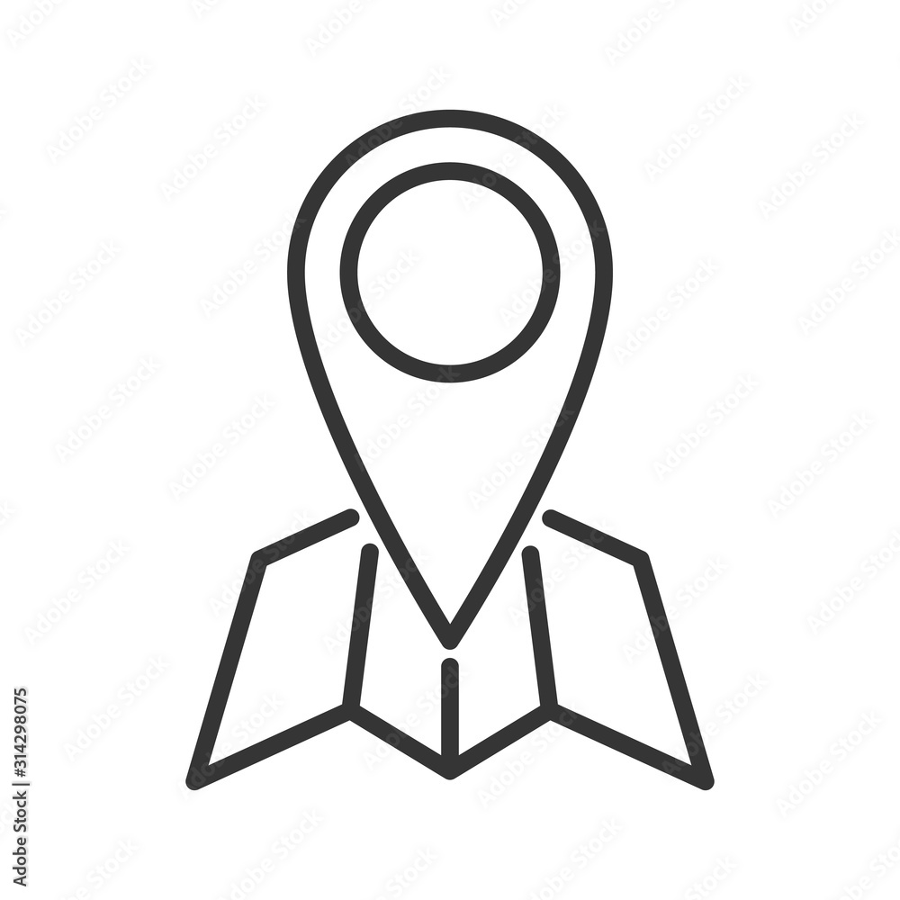Poster location icon with map in thin line style. vector.