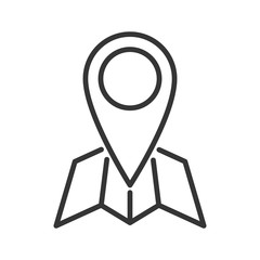 Location icon with map in thin line style. Vector.