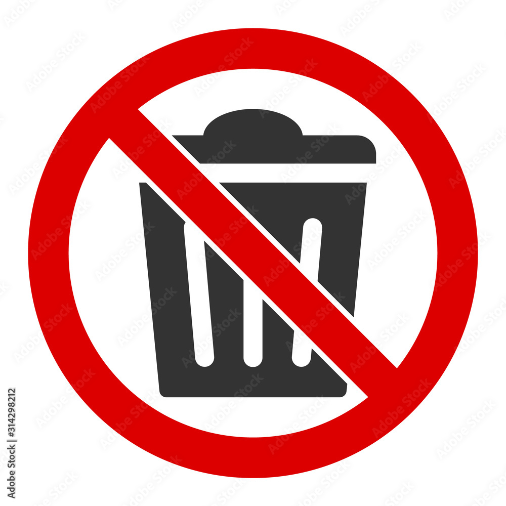 Poster no trash can vector icon. flat no trash can symbol is isolated on a white background.