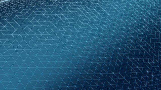Looped digital background with light blue faceted texture on wavy surface