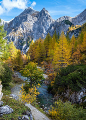 Sunny autumn alpine rocky mountains near Tappenkarsee lake, Kleinarl, Land Salzburg, Austria.