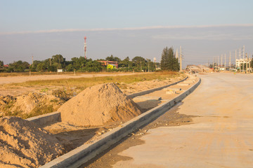 The Construction clay, close by road in working area