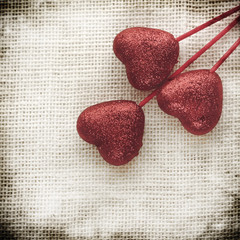 Valentines Day background with hearts in Vintage