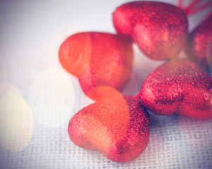 Valentines Day background with hearts in Vintage