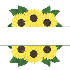 Frame sunflower watercolor illustration summer flowers