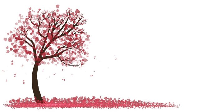 Valentine's day background , Tree with heart leaves on white background 