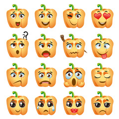 Pepper Emoji Emoticon Expression. Funny cute food