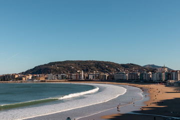 Fototapeta na wymiar View of La Concha Beach from above in Donostia, San Sebastian, Basque Country
