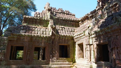 Fototapeta premium Stone rock temple ruin at Banteay Kdei, part of the Angkor wat complex in Siem Reap, Cambodia