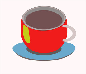 Cute a cup of hot chocolate (Cocoa) flat icon from top view isolated on green background.Design for print your brand logo ,poster ,banner.Morning time concept.Vector.Illustration.