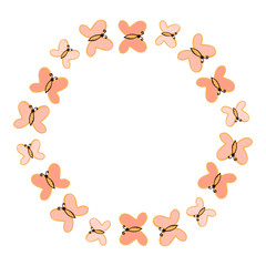 Fashion decorative oval frame butterfly. Isolated on white background