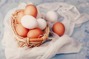 eggs in a basket on the table