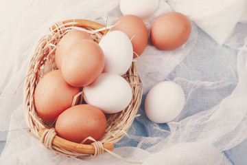 eggs in a basket on the table