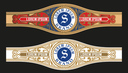 Vintage Cigar Label Template. Vector with emboss and gold layers