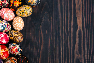 Beautiful painted easter eggs close-up.