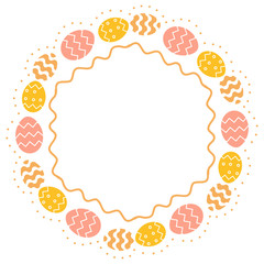 Vector simple oval frame with colored easter eggs