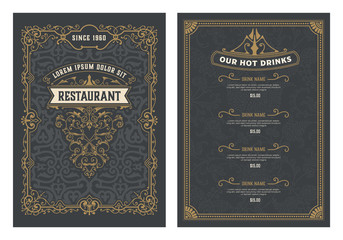 Vintage Menu with classic and premium ornaments