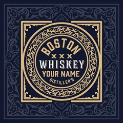 Behang Vintage labels Whisky Label vintage design retro vectorillustratie