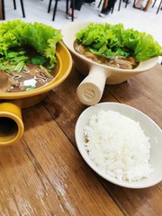 Beef​ Chinese​ soup​ cottage cheese with herbs