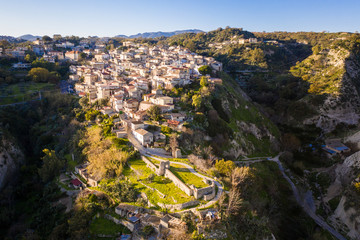 Città di Riace in Calabria. Vista aerea