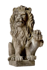 Vintage garden Isolated carved stone lion gate guardian